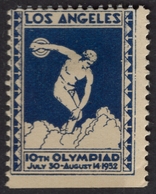 Olympic Games LOS ANGELES USA 1932 Discus Throw Athletics -  LABEL CINDERELLA VIGNETTE - MH - Estate 1932: Los Angeles