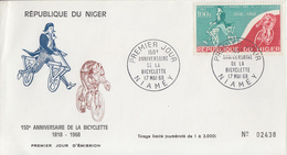 Enveloppe  FDC   1er   Jour   NIGER   150éme  Anniversaire  De  La   Bicyclette   1968 - Cycling