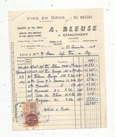 Facture , CHAUVIGNY , Vienne , 1958 , Vins En Gros , A. Bleuse , Timbrée , Frais Fr 1.45 E - Autres & Non Classés