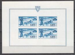 Schweiz Soldatenmarken UDM U.D.M. 39 Geneve ** 4er Bogen Hellblau Genf - Vignettes