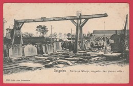 Soignies - Carrrières Wincqz, Magasins De Pierre Sciées - 1908 ( Voir Verso ) - Soignies