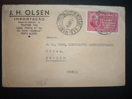 LETTRE Pour La SUISSE TP 1.200 RS OBL.1 VIII 16 + JH OLSEN PORTO ALEGRE - Brieven En Documenten