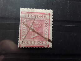 GB VICTORIA, CUSTOMS, 4 Pence Rose Obl Plume / Pen Cancel Btb - Revenue Stamps