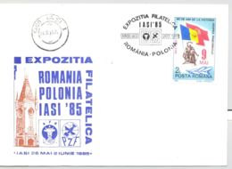 74563- IASI ROMANIA-POLAND PHILATELIC EXHIBITION, SPECIAL COVER, 1985, ROMANIA - Cartas & Documentos