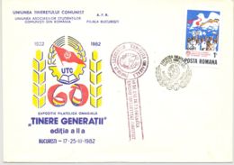 74576- YOUTH COMMUNIST ORGANIZATION, SPECIAL COVER, 1982, ROMANIA - Covers & Documents