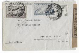 ESPAGNE - 1945 - ENVELOPPE AIRMAIL De BARCELONA Avec CACHET ESTAFETA N°7 + CENSURE => NEW YORK (USA) - Covers & Documents