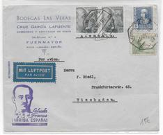 ESPAGNE - 1939 - ENV. Par AVION De FUENMAYOR Avec AMBULANT BILBAO-ZARAGOZA + PROPAGANGE FRANCO => WIESBADEN (ALLEMAGNE) - Cartas & Documentos
