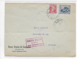 ESPAGNE - 1937 - ENVELOPPE De SAN SEBASTIAN Avec CENSURE + VIGNETTE PROPAGANDE => SEVILLA - Cartas & Documentos