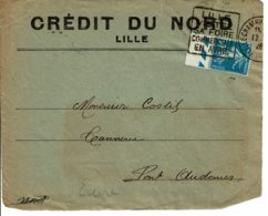 1926 - Timbre Semeuse 30ct N°192 Perforation CN - Sur Devant D'enveloppe Du Crédit Du Nord - - Altri & Non Classificati