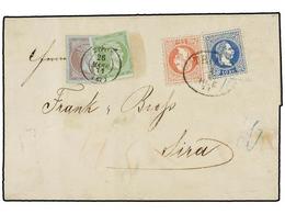 AUSTRIA. 1871. Cover From TRIESTE To SYROS, Greece Franked By 1867 5 Kr. Red And 10 Kr. Blue Tied By Oval TRIESTE Datest - Sonstige & Ohne Zuordnung