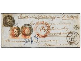 BELGICA. Of.6, 8 (2). 1859. SPA To TVER (Russia). Envelope Franked With 10 Cts. Brown And Two 40 Cts. Red Sent Via Saint - Other & Unclassified