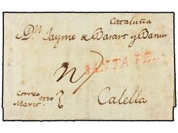 COLOMBIA. 1809 (20 Octubre). CARTAGENA DE INDIAS A CALELLA (Barcelona). Marca SANTA FE En Rojo, Manuscrito 'Correo Marít - Other & Unclassified