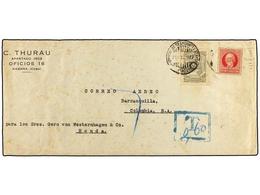 CUBA. 1929 (31-V). HABANA A HONDA Vía BARRANQUILLA. Sello De Cuba De 20 Cts. Rosa Y Sello De SCADTA De 20 Cts. Gris Habi - Otros & Sin Clasificación