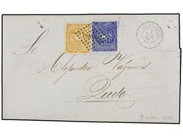 ECUADOR. Sc.1, 2. 1865. GUAYAQUIL A QUITO. 1/2 Real Azul Violeta Y 1 Real Amarillo. Mat. Rombo De Puntos Con FRANCA En E - Other & Unclassified
