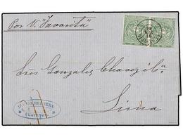 ECUADOR. Sc.5 (2). 1866. GUAYAQUIL A LIMA. 1 Real Verde, Pareja. Mat. Fechador De Guayaquil. Manuscrito 'Por N. Favorita - Otros & Sin Clasificación