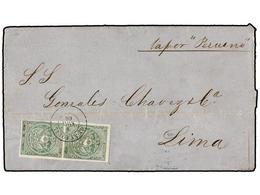 ECUADOR. Sc.5 (2). 1866. GUAYAQUIL A LIMA. 1 Real Verde, Pareja. Mat. Fechador De Guayaquil. Manuscrito 'Vapor Peruano'. - Other & Unclassified