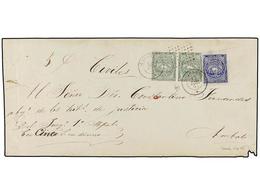 ECUADOR. Sc.2, 5 (2). 1866. GUARANDA A AMBATO. PLICA JUDICIAL Circulada Con Sellos De 1/2 Real Azul Violeta Y Pareja Del - Autres & Non Classés