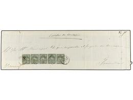 ECUADOR. Sc.5 (5). 1867. RÍO BAMBA A GUARANDA. Plica Judicial Circulada Con Una Tira De Cinco Sellos Del 1 Real Verde, M - Otros & Sin Clasificación