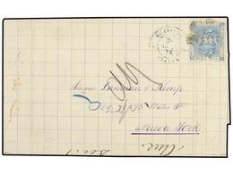 ECUADOR. 1876 (Oct 24). Entire Letter To NEW YORK From GUAYAQUIL Franked By Single 1872 1/2 R. Ultramarine Tied By Black - Other & Unclassified