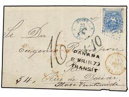 ECUADOR. Sc.9. 1879. FRONTAL. QUITO A FRANCIA. 1/2 Real Azul. Mat. Rombo De Puntos 3154 En Azul Y Fechador QUITO/FRANCA. - Autres & Non Classés