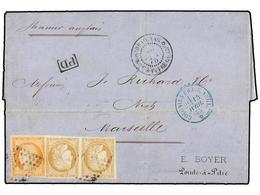 GUADALUPE. 1875. POINTE A PITRE A FRANCIA. 15 Cts. Bistre Y 40 Cts. Naranja. Mat. ROMBO DE PUNTOS Y Fechador PAQ. ANG./P - Sonstige & Ohne Zuordnung