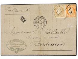 GUADALUPE. 1875. POINTE A PITRE A FRANCIA. 15 Cts. Bistre Y 40 Cts. Naranja. Mat. ROMBO DE PUNTOS Y Fechador PAQ.FR/POIN - Other & Unclassified