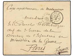 NOSSI-BE. 1895. NOSSI-BE A PARÍS. Sobre Con Indicación Manuscrita 'Corps Expeditionaire De Madagascar', Fechador NOSSI-B - Autres & Non Classés