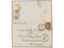 GRAN BRETAÑA. 1874. LIVERPOOL To SWEDEN. Circular Folded Letter Franked With 1 D. GB Stamp Charged 2 D. And Taxed On Arr - Other & Unclassified