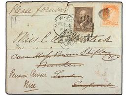 CANADA. 1883. HAMILTON A U.S.A. Envelope Franked 3 Cts. Orange By CORK Cancel Redirected To London With USA 5 Cts. Brown - Other & Unclassified
