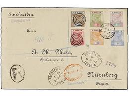 GAMBIA. Sg.38/40, 42/44. 1902. BATHURST To GERMANY. Very Nice Franking Including The Rare 4 D., 6 D. And 1 Sh. On Cover, - Autres & Non Classés