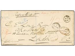 COSTA DE ORO. 1884 (March 8). Registered Cover To London At Triple Rate (1sh. For 1½ Ounces + 2d. Registration) Ex 'Mids - Other & Unclassified