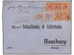 COSTA DE ORO. 1894 (1 Feb.). ACCRA To HAMBURG (Germany) Blue Linen-backed Envelope From ACCRA To HAMBURG, Germany, Marke - Other & Unclassified