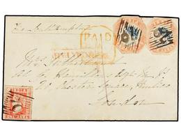 INDIA INGLESA. Sg.11, 18 (2). 1855. BOOLDANA To LONDON. Envelope Franked With 1 Anna Red And Two 4 Annas Red And Blue St - Sonstige & Ohne Zuordnung