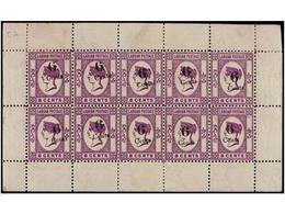 **/* LABUAN. Sg.34. 1891-92. 6 Cents. On 8 Cents. Deep Violet, Sheet Of Ten. Light Toned Gum And Minor Surface Age Stain - Otros & Sin Clasificación