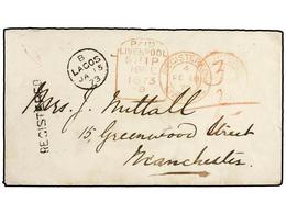 LAGOS. 1873 (15-Jan.). Envelope Ex The 'NUTTALL' Correspondence Registered To MANCHESTER, Showing Red Crayon '3' Over '2 - Other & Unclassified