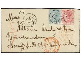 LAGOS. 1874 (7-Dec.). Envelope Ex De 'BAILEY' Correspondence Registered To WOLVERHAMPTON, Bearing 4 D. Carmine And 6 D.  - Other & Unclassified