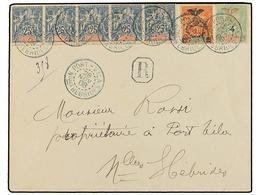 NUEVAS HEBRIDAS. Yv.48 (5), 77, 84. 1908. PORT VILA To NEW HEBRIDES. 25 Cts. Blue (5), 40 Cts. Orange, 4 On 5 Cts. Green - Other & Unclassified