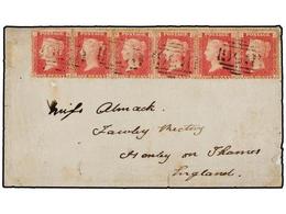 SINGAPUR. 1867. SINGAPUR To ENGLAND. Officer's Envelope With H.M.S. 'PEARL' Crest On Flap, Franked With Six 1 D. Red Can - Other & Unclassified