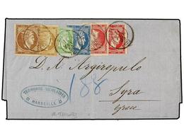 GRECIA. 1865. Entire Letter From MARSEILLE To SYROS, Sent Unpaid And Marked On Arrival '188' (lepta) To Pay, Franked By  - Other & Unclassified