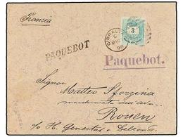 HUNGRIA. 1898. Envelope To FRANCE. 3 Fil Green Tied By GIBRALTAR/A26 Duplex And Blue And Black PAQUEBOT Mark, Arrival On - Other & Unclassified