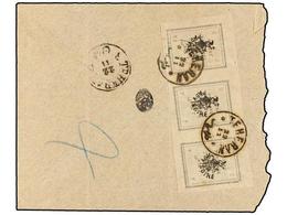 IRAN. Sc.423 (3). 1907. TEHERAN To SULTANABAD. 2 Ch. Grey Strip Of Three. Rare Franking. - Other & Unclassified