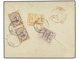 IRAN. Sc.487 (2), 620. 1919. TAURIS To LONDON. 9 Ch. And Provisoire 6 Ch. On 6 Ch. (defective) With FAMINE RELIEF STAMP  - Autres & Non Classés