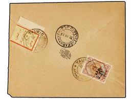 IRAN. Sc.608. 1919. TAURIS To TEHERAN. 6 Ch. On 10 Ch. And FAMINE RELIEF STAMP Of 1 Ch. Rare On Cover. - Otros & Sin Clasificación