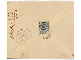 IRAN. Sc.631. 1922. BOUCHIR To BOMBAY. 1 Kr. On 12 Ch. Blue And Green. Rare Stamp On Cover. - Other & Unclassified