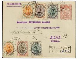 IRAN. Sc.646 (2), 647, 648, 651, 655. 1922. TEHERAN To SWITZERLAND. 16 Ch. Red Postal Stationary Envelope Uprated With 1 - Other & Unclassified