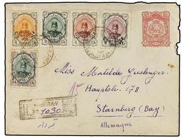 IRAN. Sc.646, 648, 650, 655, 656. 1923. GULAHEK To GERMANY. 16 Ch. Red Postal Stationary Envelope (faults At Right) Upra - Other & Unclassified