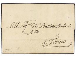 ITALIA ANTIGUOS ESTADOS: CERDEÑA. 1820 (5 Agosto). DRONERO A TORINO. Carta Completa Con 'Cavallini'  De 25 Cts. Estampad - Other & Unclassified