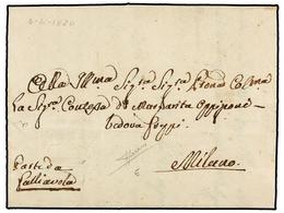 ITALIA ANTIGUOS ESTADOS: CERDEÑA. 1820 (3 Abril). GALLIAVOLA A MILANO. Carta Completa Con 'Cavallini'  De 50 Cts. Estamp - Sonstige & Ohne Zuordnung