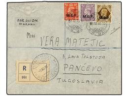 CIRENAICA. Sa.6, 9, 13. 1949 (3-XII). BENGHAZI A PANCEVO (Yugoslavia). 1 D., 3 D. Y 1 Sh. Mat. BENGHAZI/AIR MAIL, Al Dor - Other & Unclassified