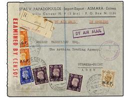 ERITREA. Sa.1/5. 1942 (16-12). ASMARA A ADEN. 2 D. (2), 2 1/2 D., 3 D. (3) Y 5 D. (tirada Del Cairo), Mat. ASMARA-CENTRO - Otros & Sin Clasificación